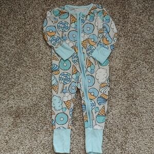 Nwot Little Sleepies 3-6mo Sweet Treats Zippy Never Worn Light Blue